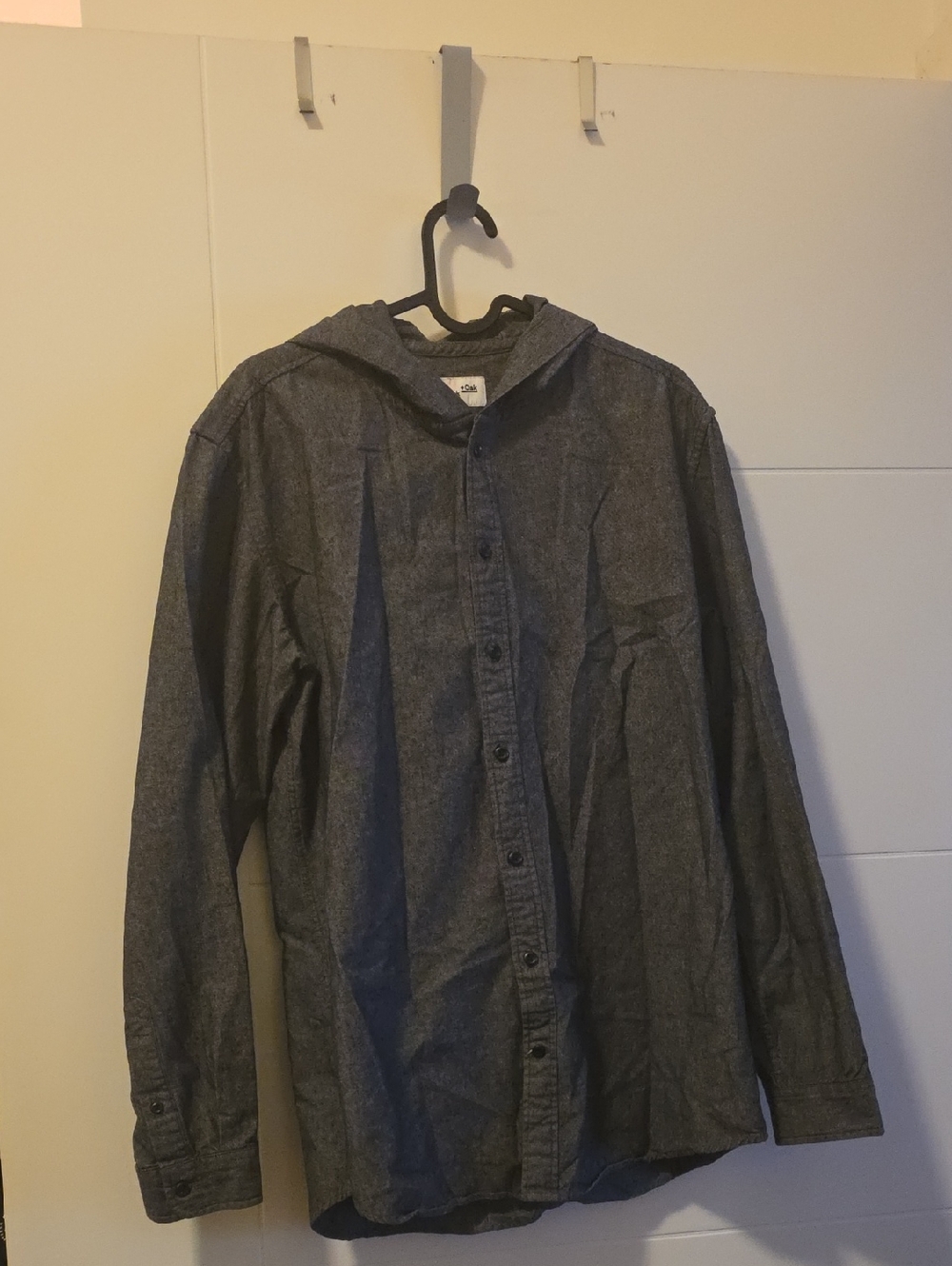 Frank & Oak Men's Gray Button-Down Casual Shirt with Hood